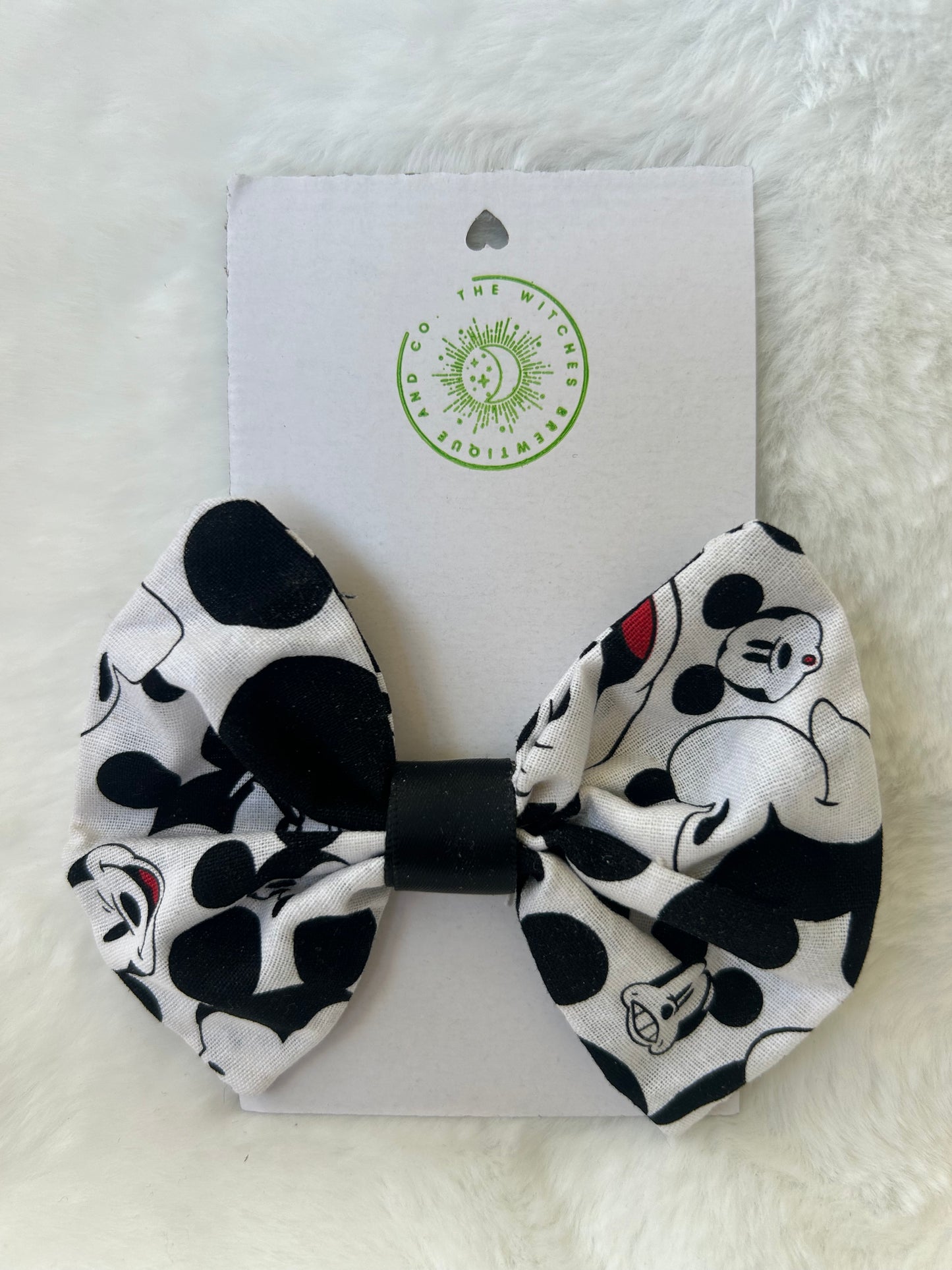 Black and white Mickey Mouse hair bow