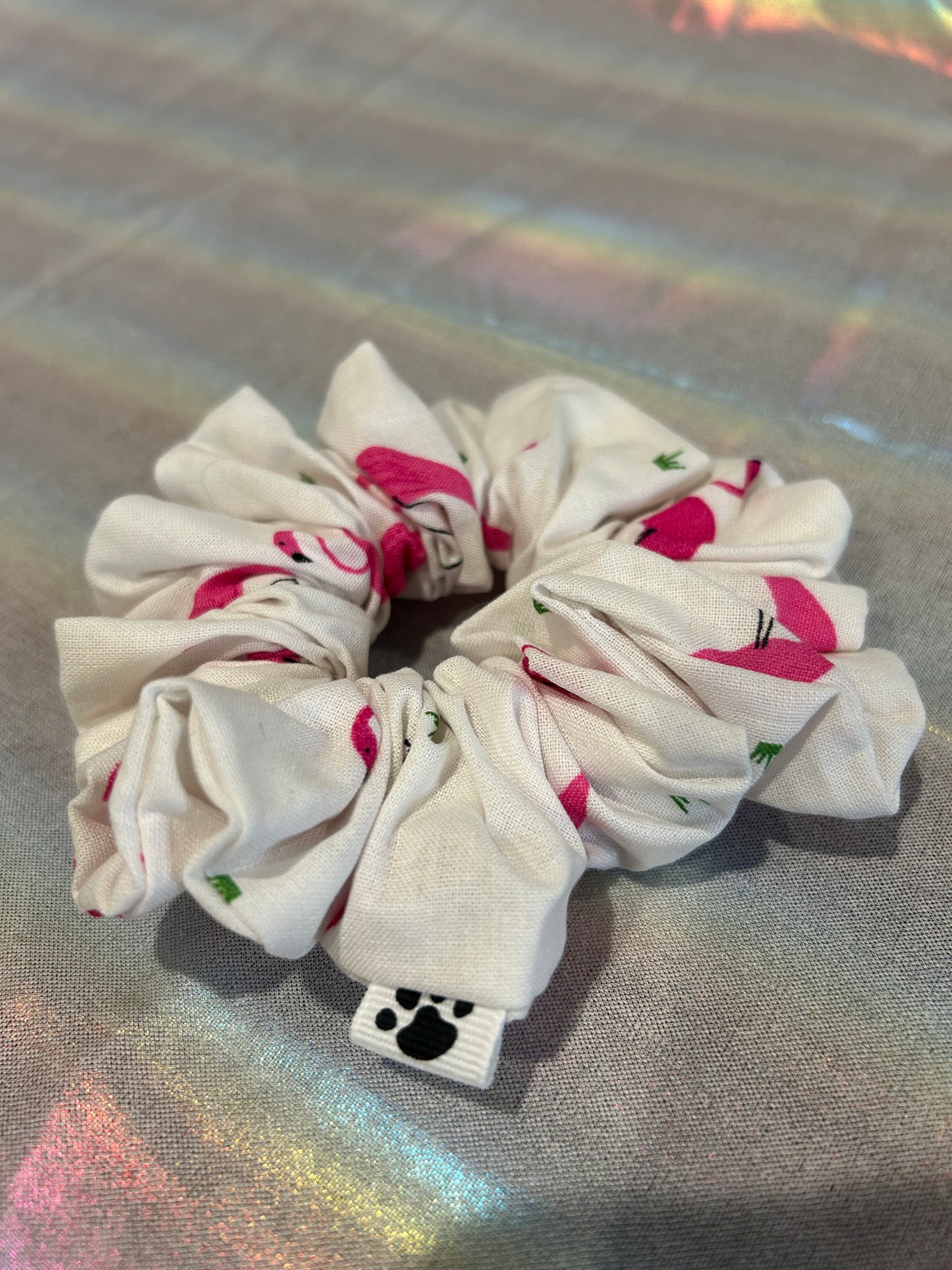 White flamingo scrunchie