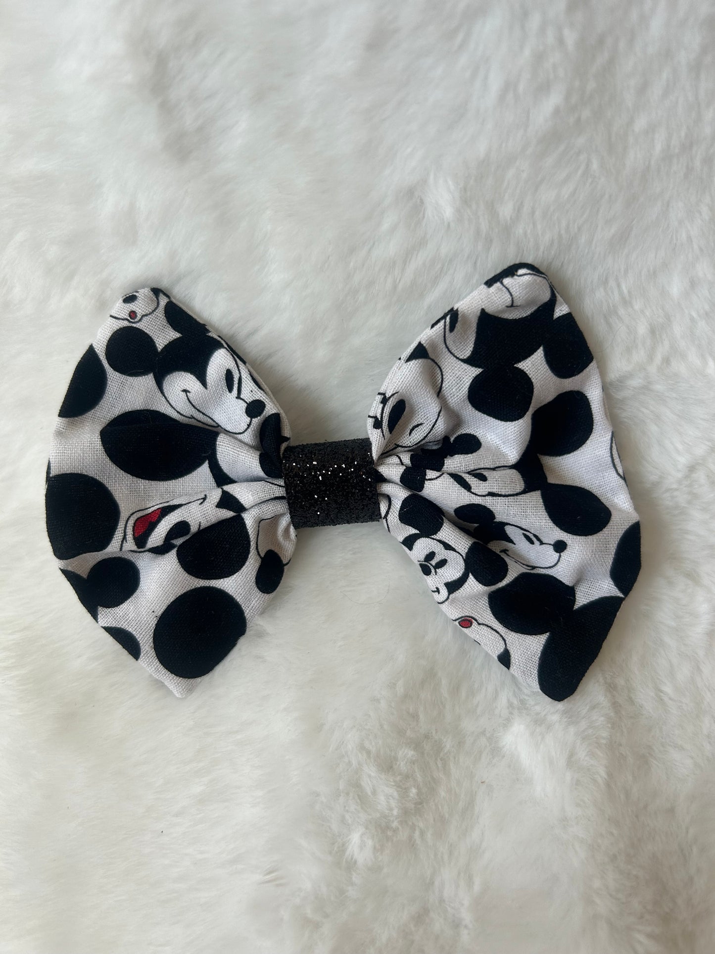 Black and white Mickey Mouse hair bow