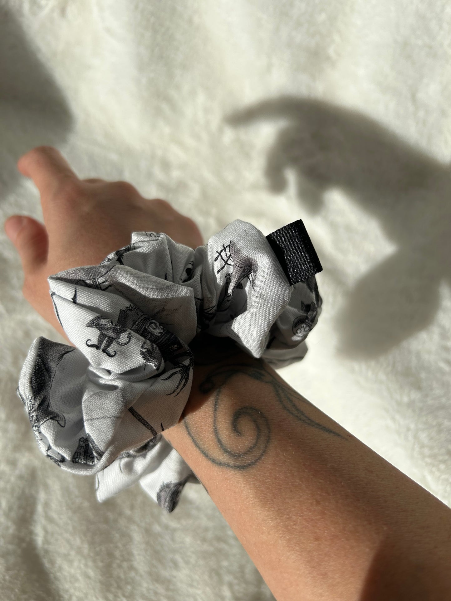 Black and white Nightmare scrunchie