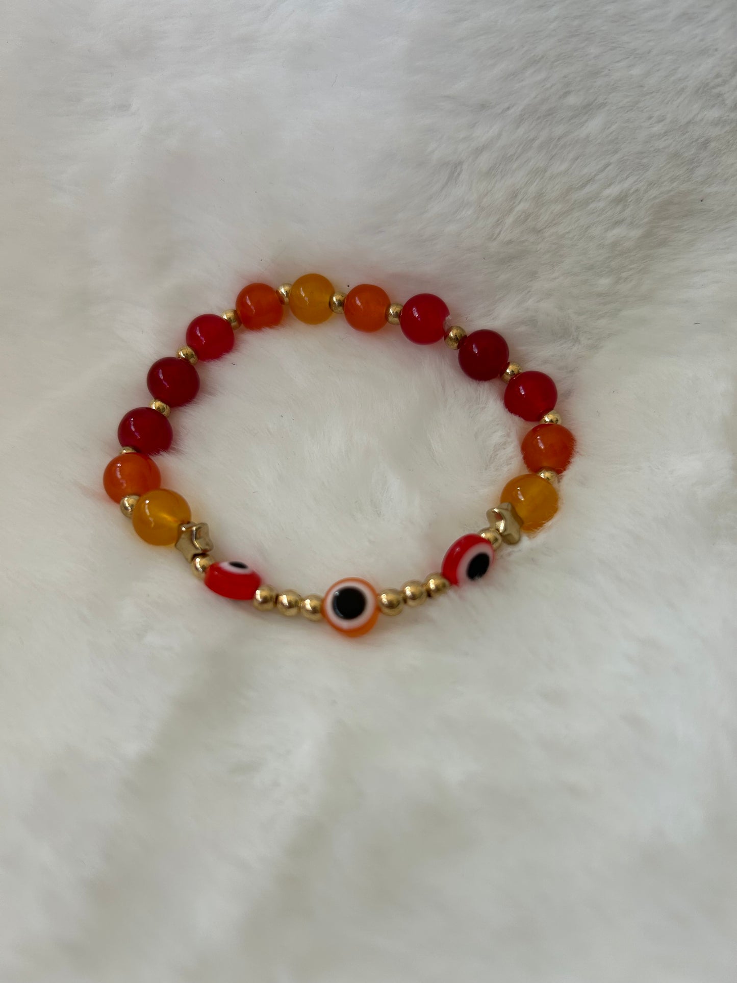 Orange and red evil eye bracelet