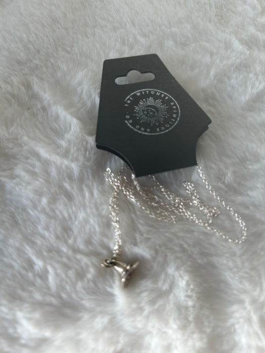 Silver witch hat necklace