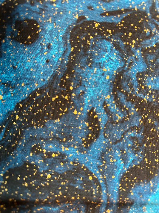 Glitter black and blue galaxy scrunchie