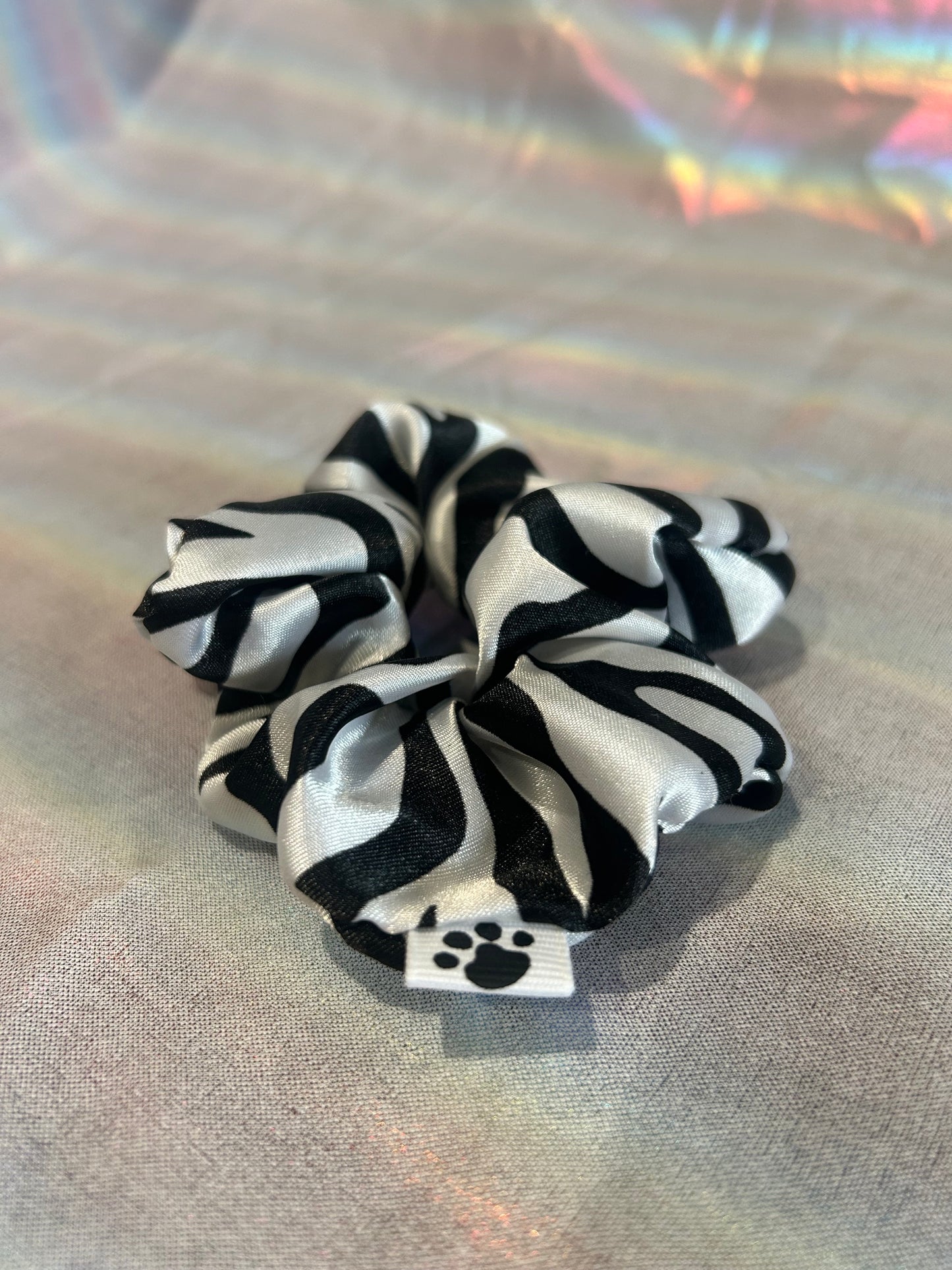 Zebra print scrunchie