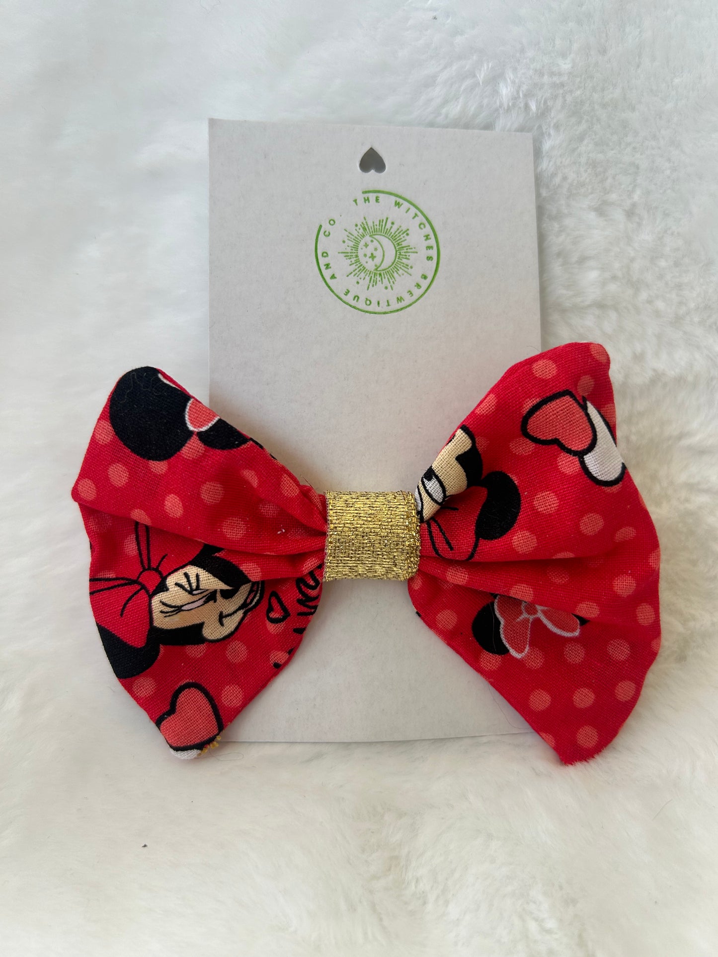 Red mini mouse print hair bow