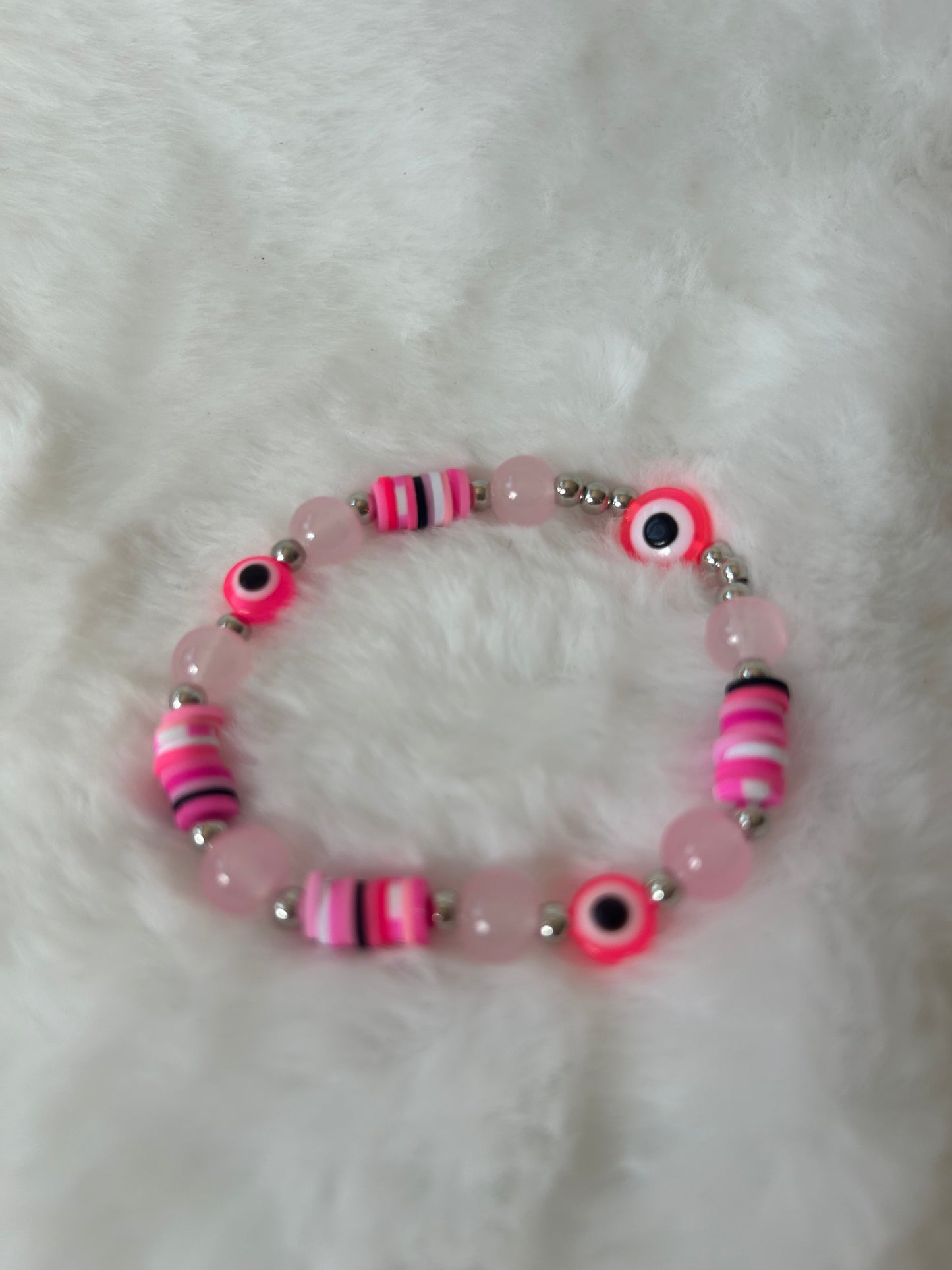 Glass beaded evil eye bracelet