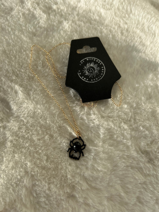 Black boo spider necklace