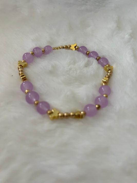 Purple and gold butterfly bracelet