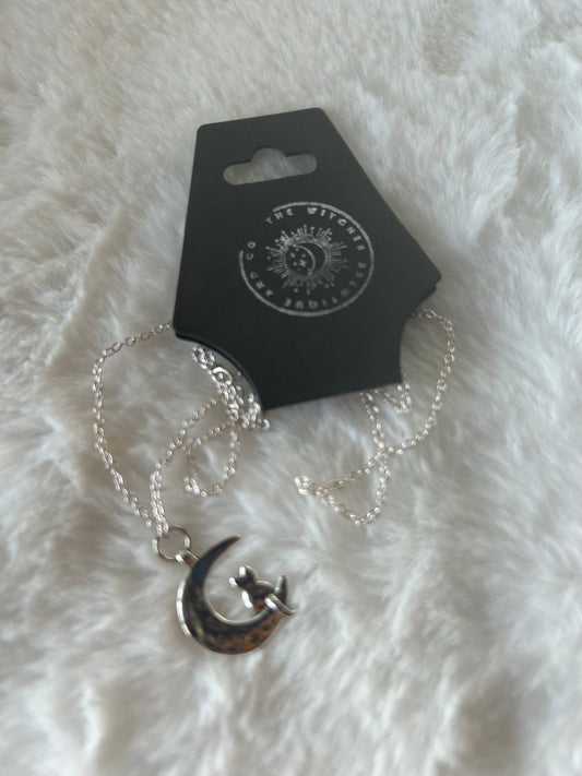 Cat and moon necklace