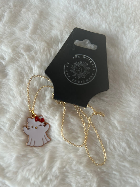 Ghost hello kitty necklace
