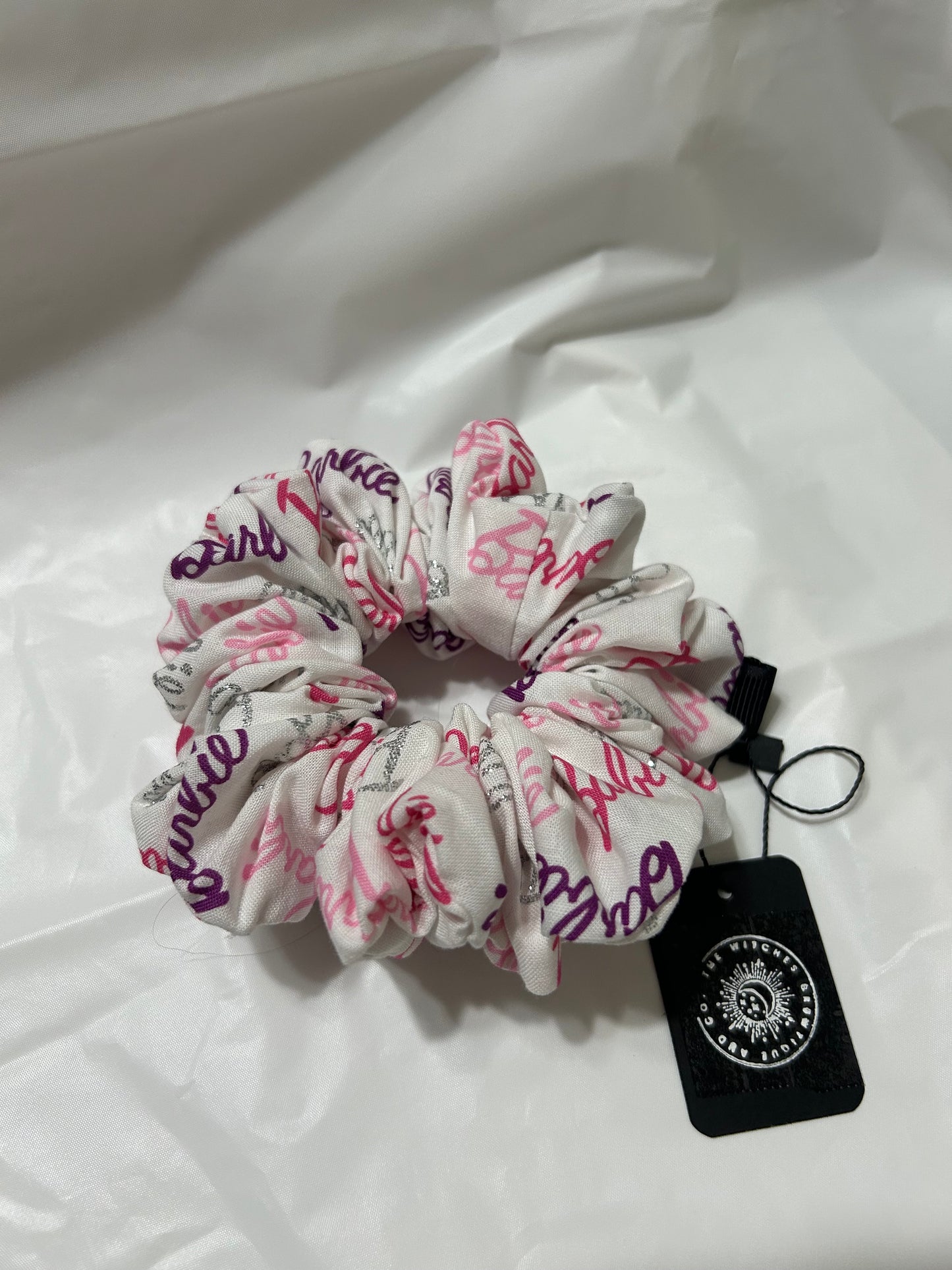 Glitter Barbie logo scrunchie