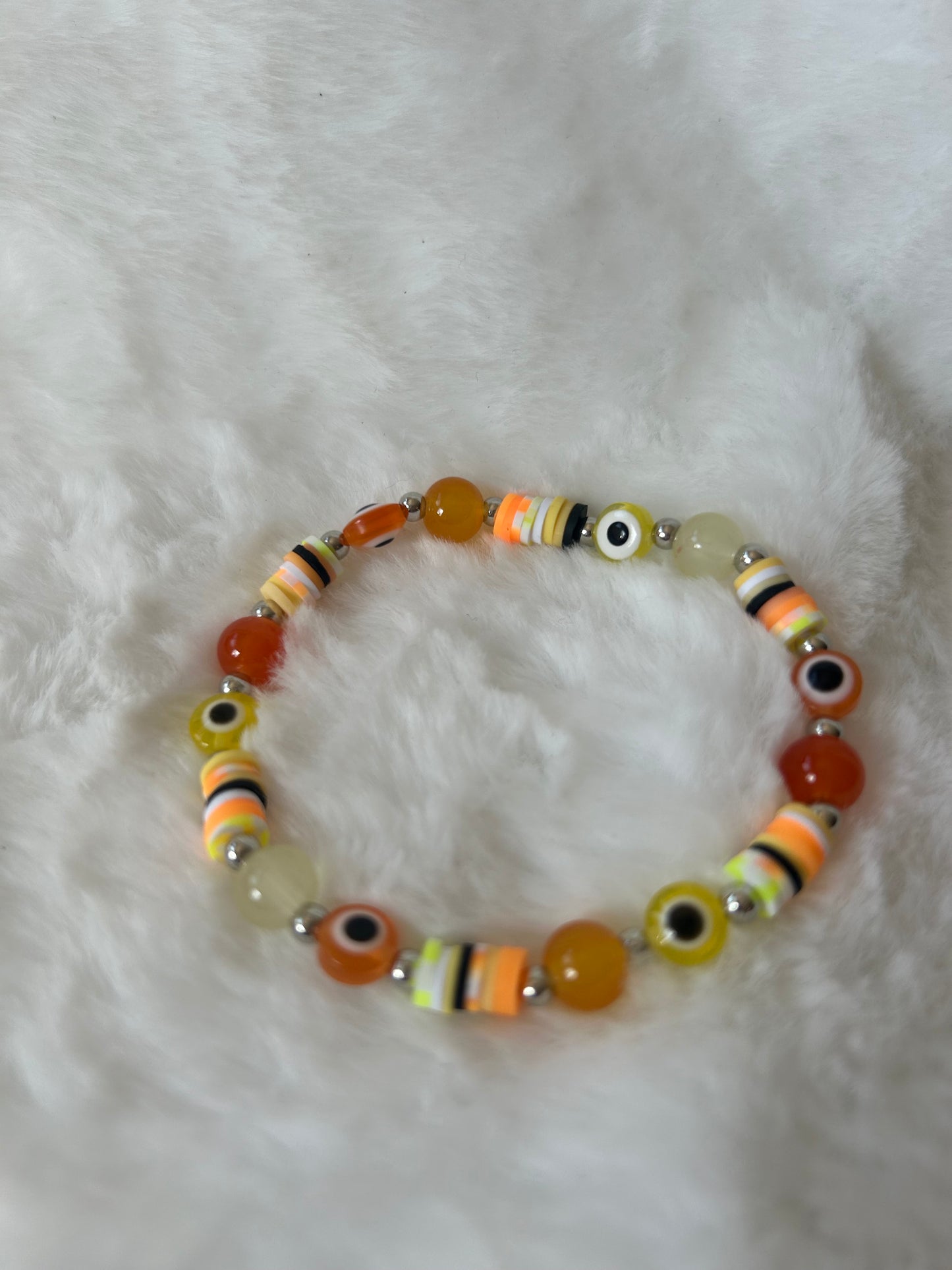 Glass beaded evil eye bracelet