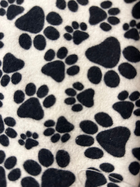 Large black and white paw prints scrunchie