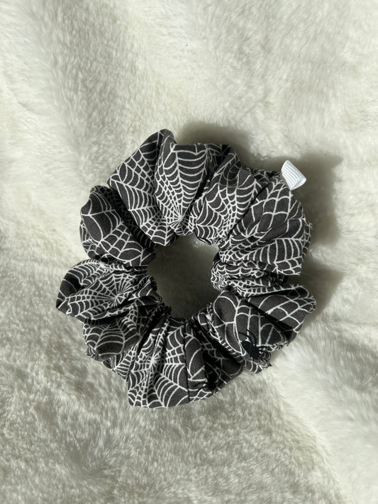 Black and white spiderweb scrunchie