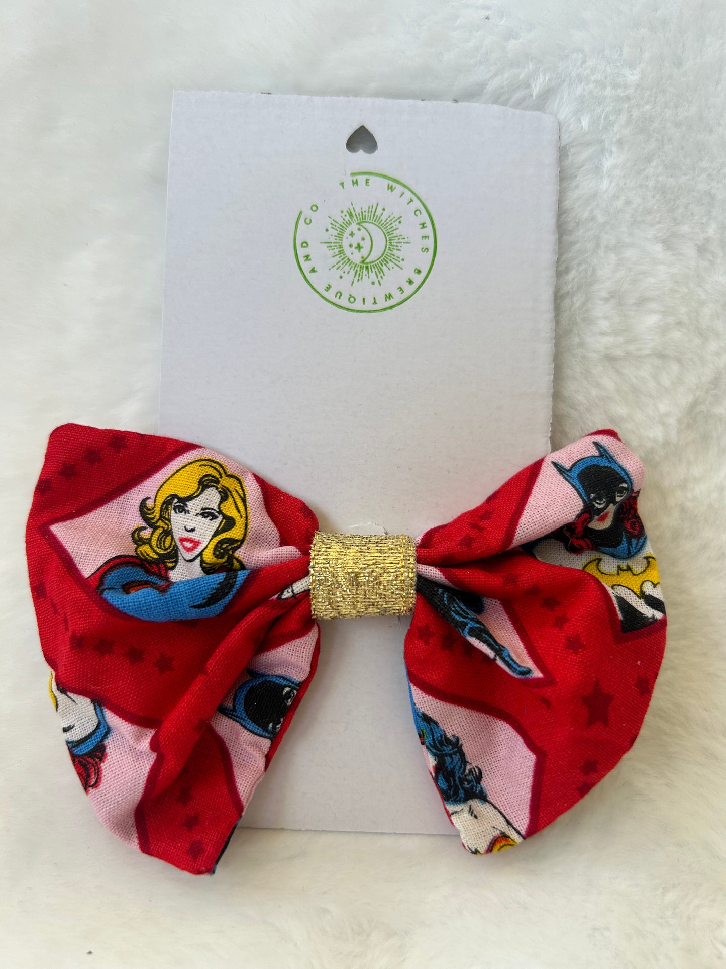 Red female super hero hair bow