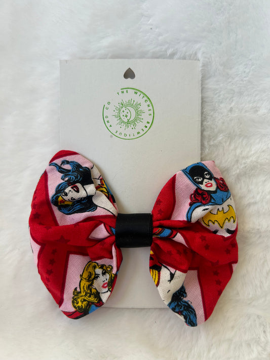 Red female super hero hair bow