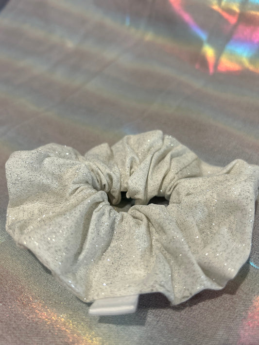 White glitter scrunchie