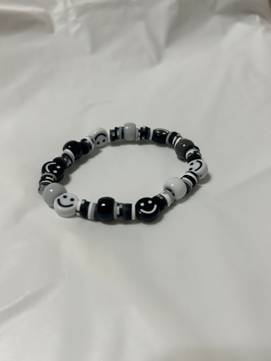 Black and white smiley face bracelet