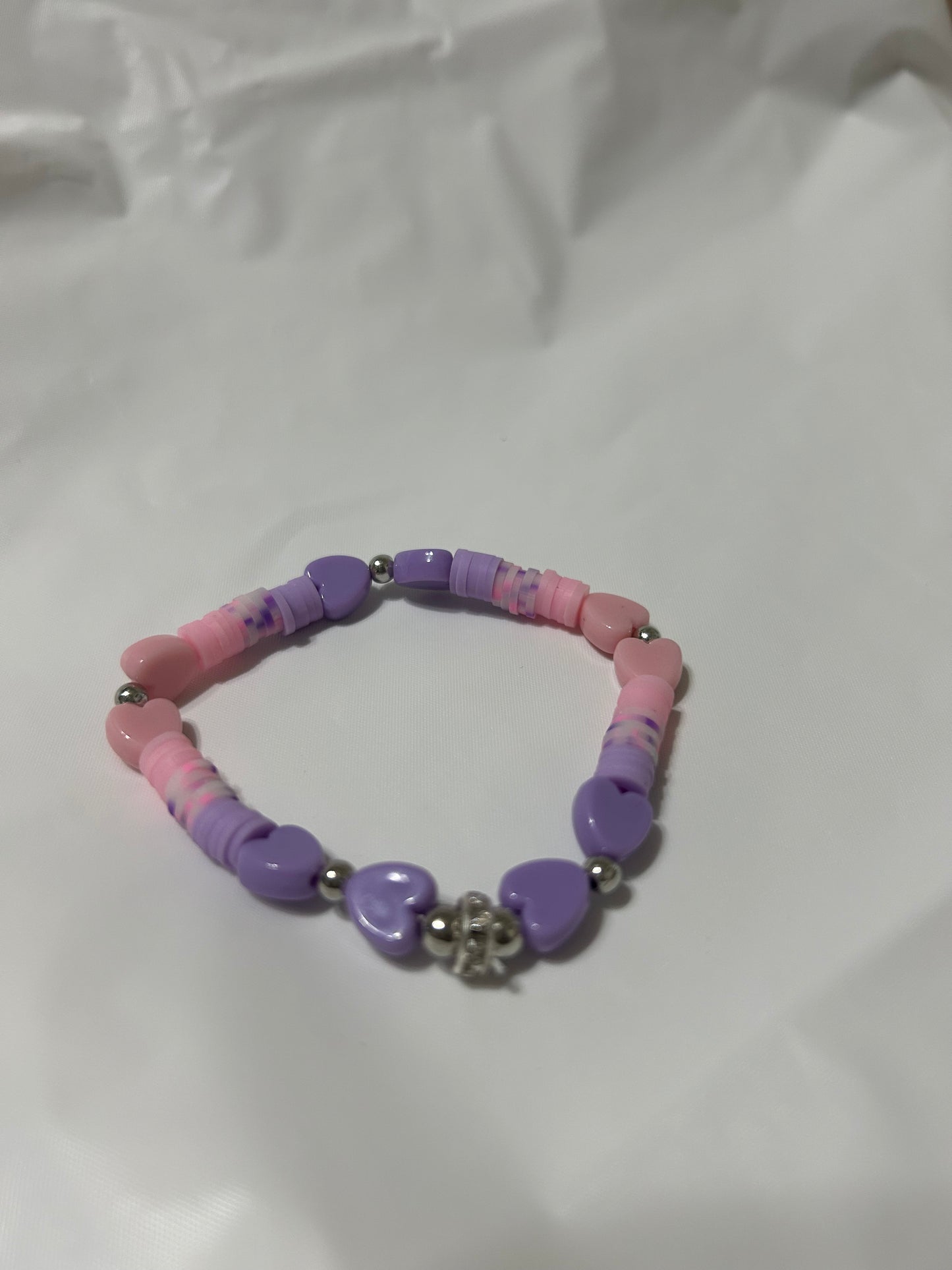 Pink and Purple Heart bracelet