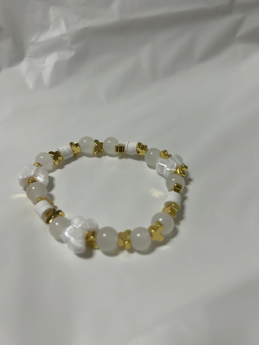 White and gold butterfly bracelet
