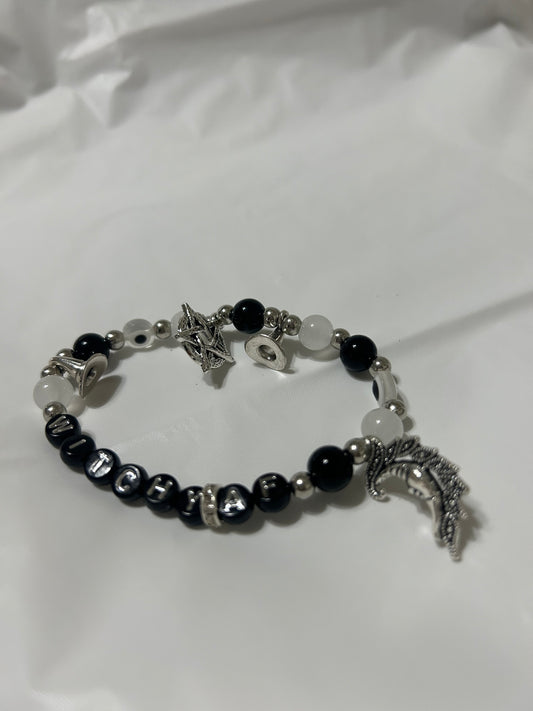 Black and white witchy af charm bracelet