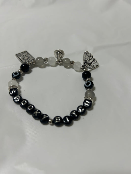 Spooky bitch letter beaded charm bracelet